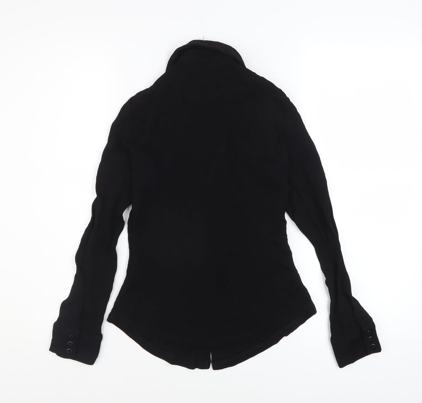 Zara Womens Black Button-Up Long Sleeve Collared Shirt Size S