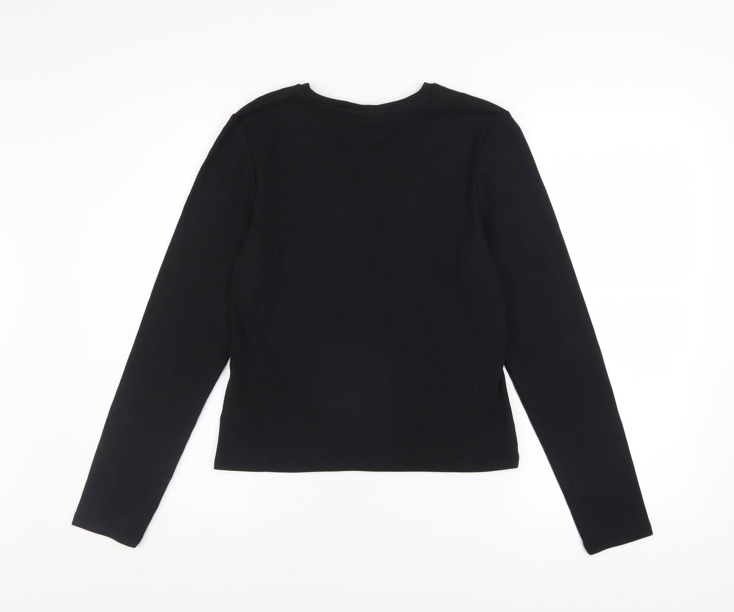 apoh London Women's Black Christmas Angel Long Sleeve Cotton T-Shirt Size 14