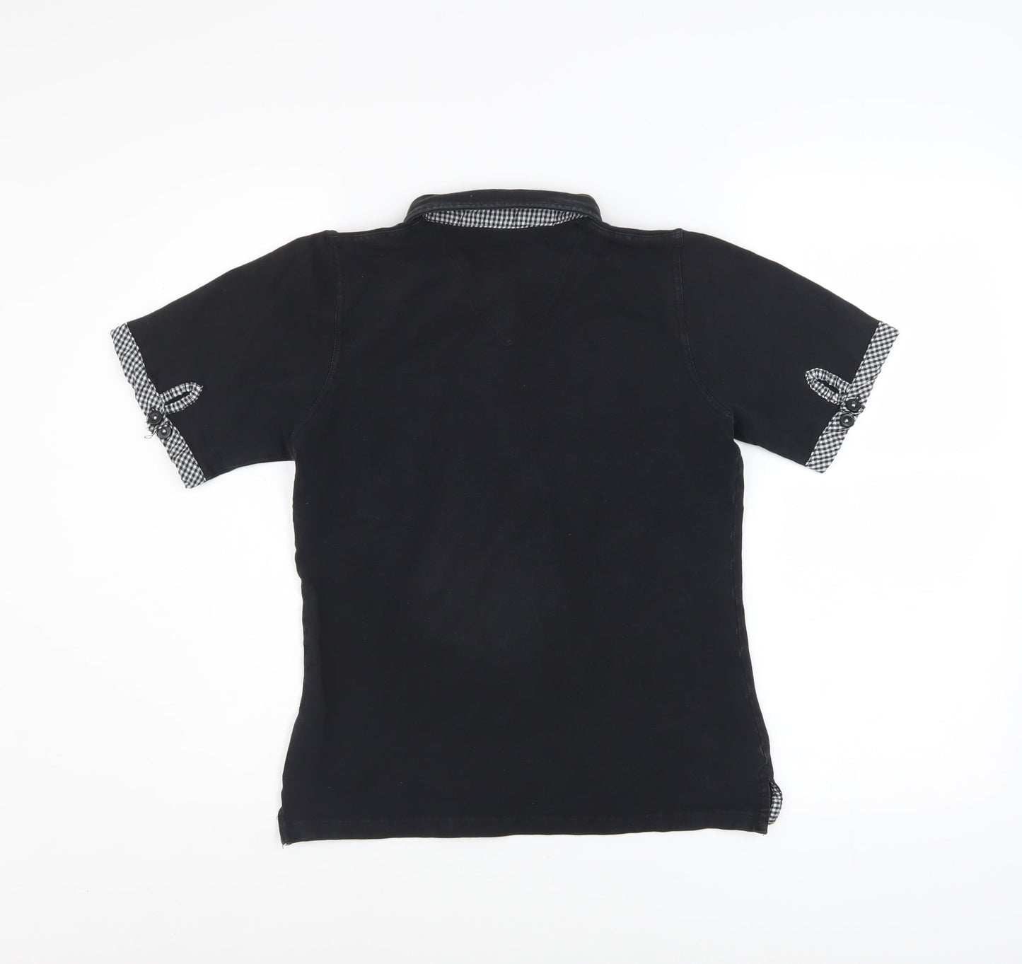 Lobster Women Black M Polo Shirt Collared Stretch Cotton Golf Top