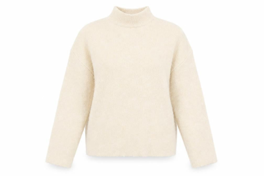 River Island Women's Beige Mock Neck Knit Jumper Size M