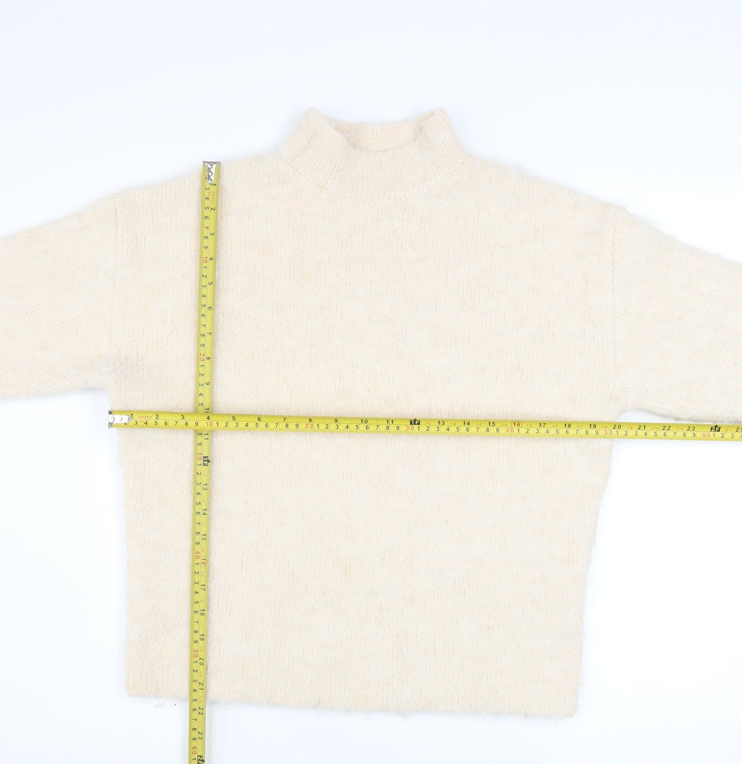 River Island Women's Beige Mock Neck Knit Jumper Size M