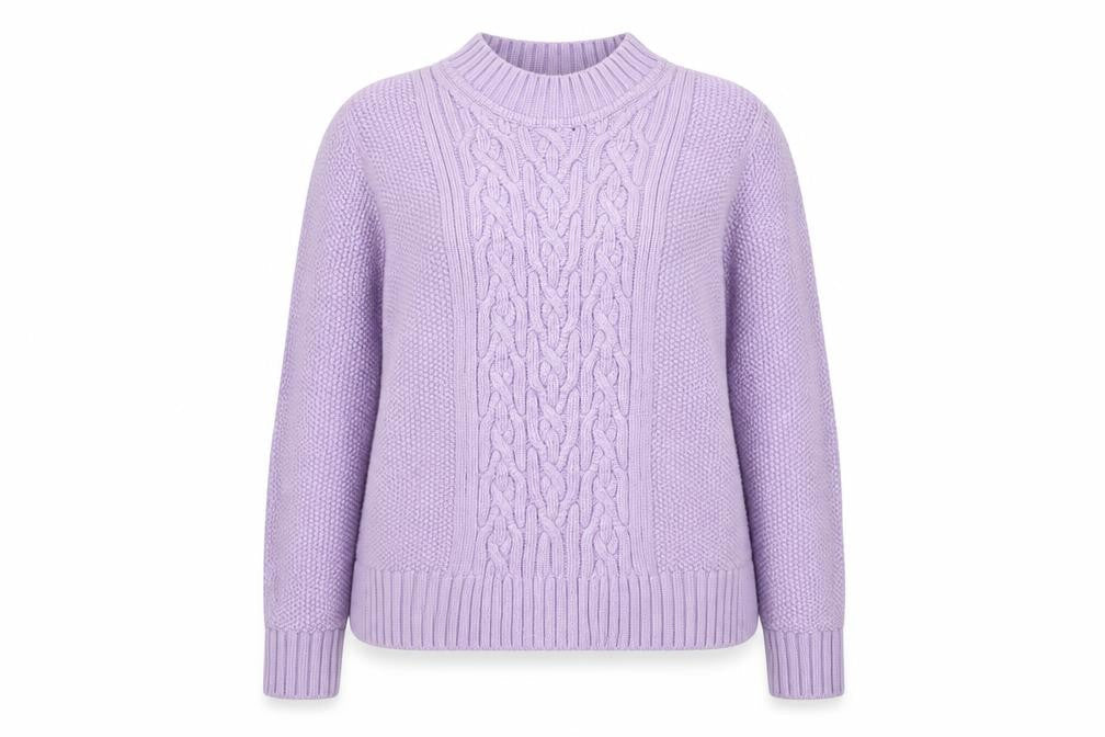 Marks & Spencer Women’s Purple Cable Knit Mock Neck Jumper Size 18