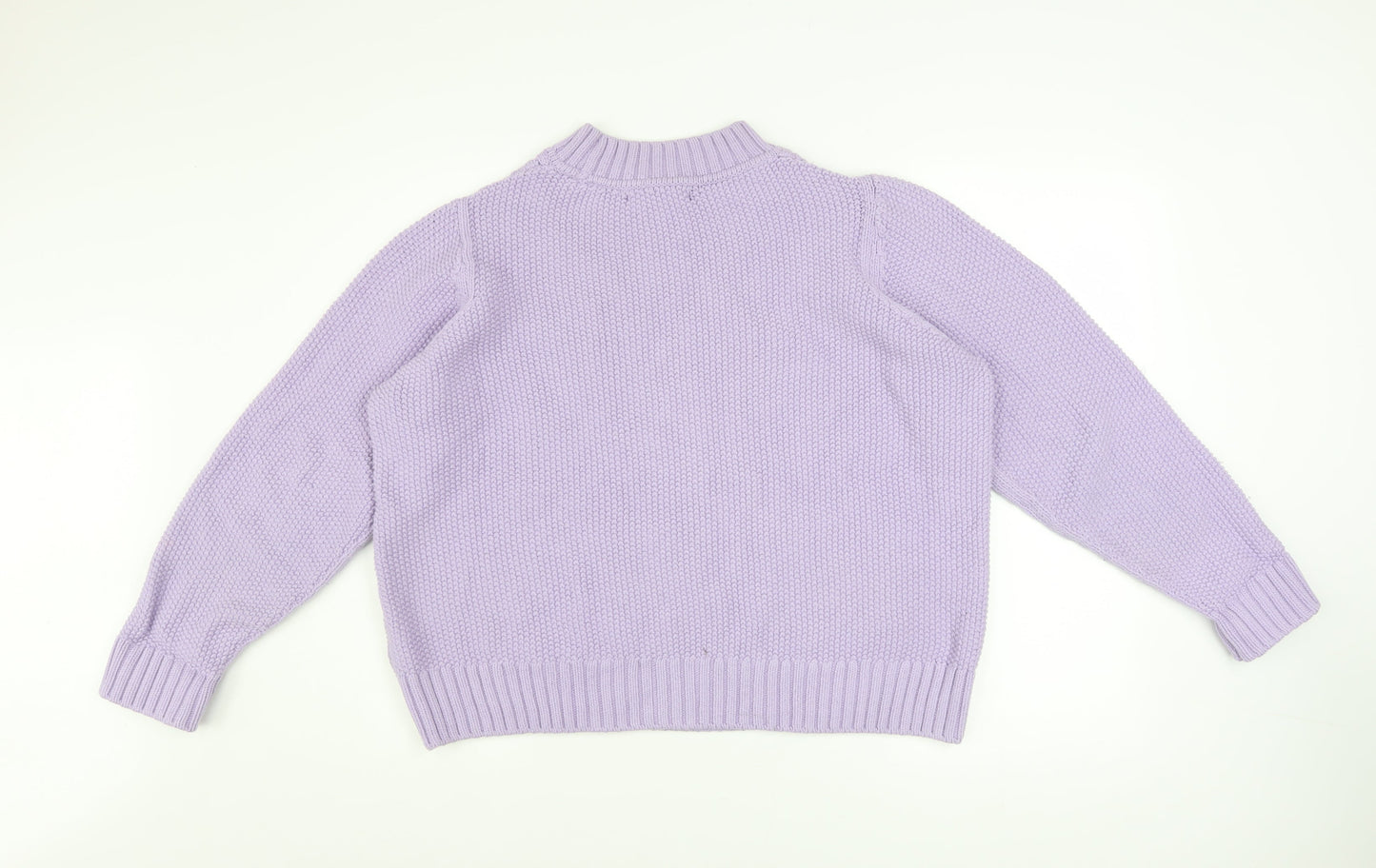 Marks and Spencer Women’s Purple Cable Knit Mock Neck Jumper Size 18