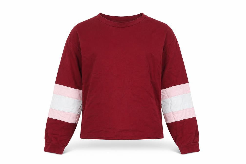 ASOS Women Burgundy Colourblock Long Sleeve Pullover Sweatshirt UK 8