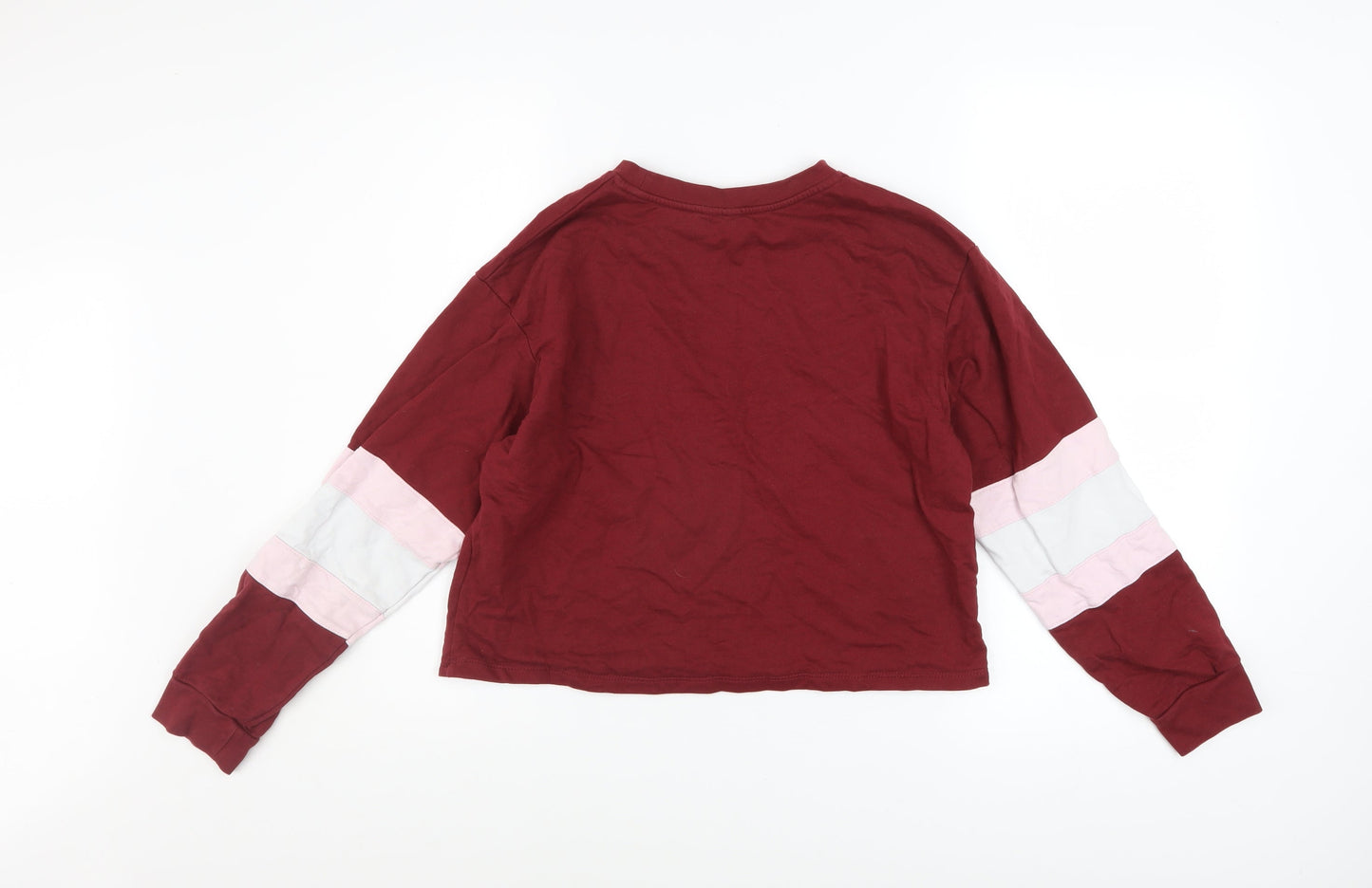 ASOS Women Burgundy Colourblock Long Sleeve Pullover Sweatshirt UK 8