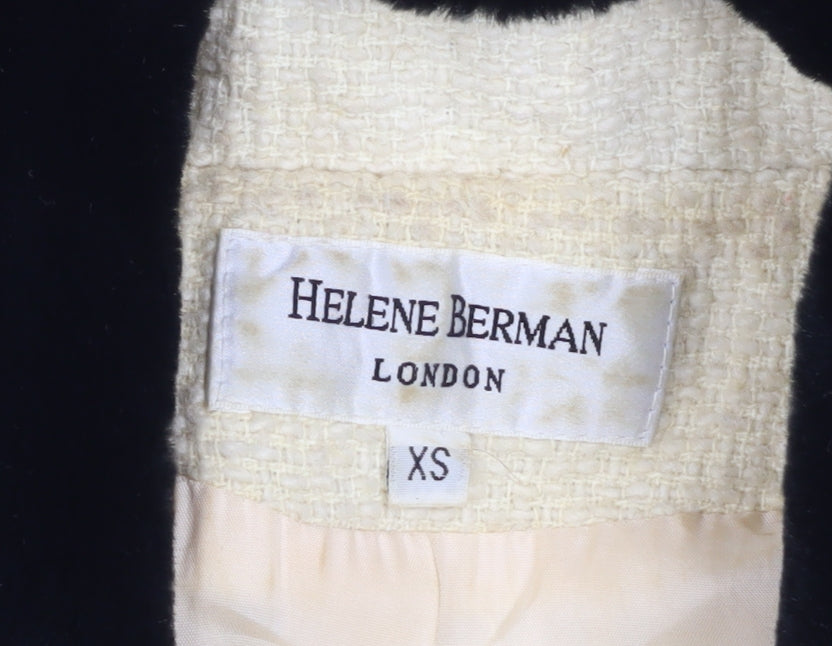 Helene Berman Women’s Ivory Wool Blend Pea Coat XS Classic Style