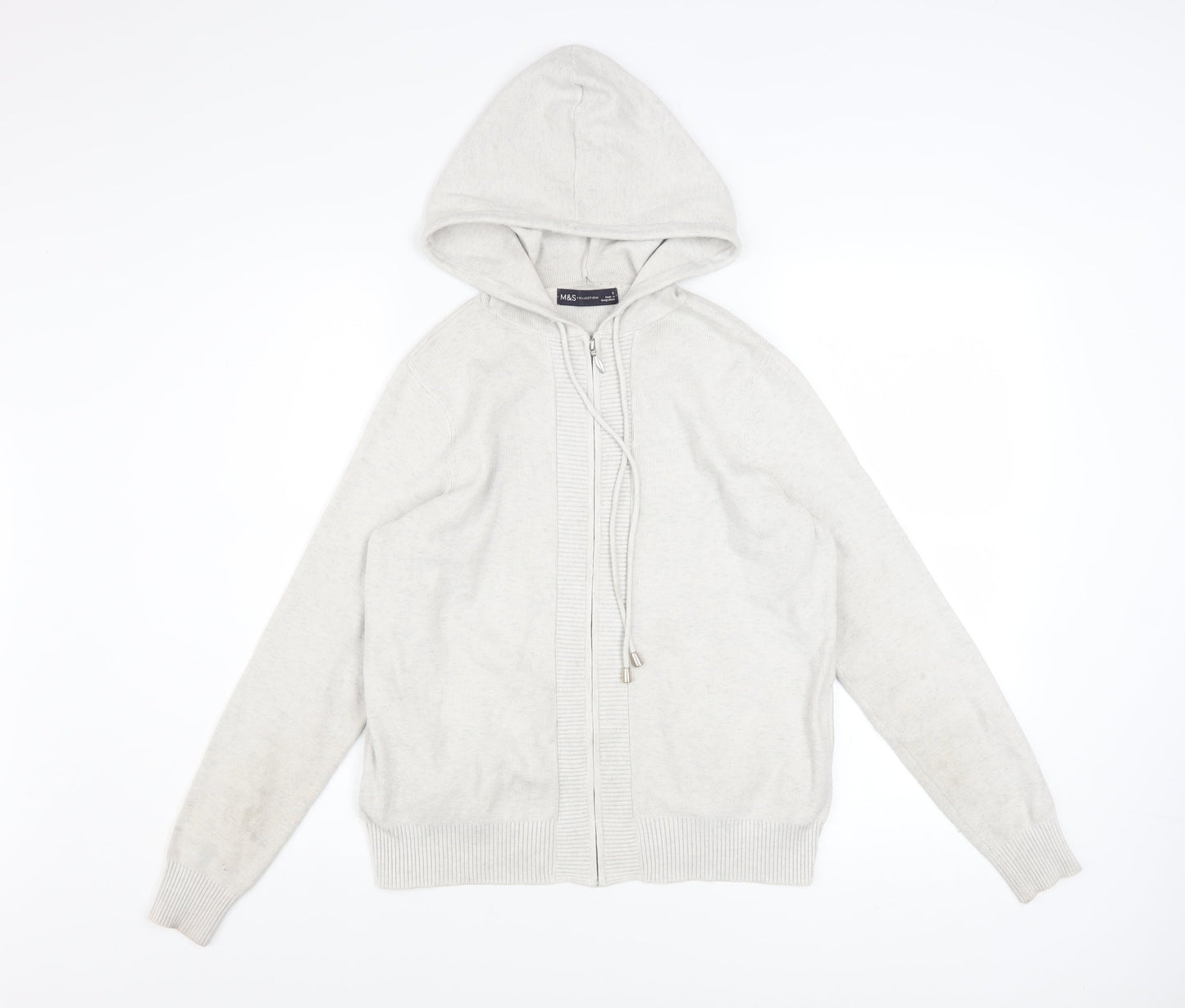 Marks & Spencer Women’s Light Grey Hooded Zip Jacket Size S Regular Fit