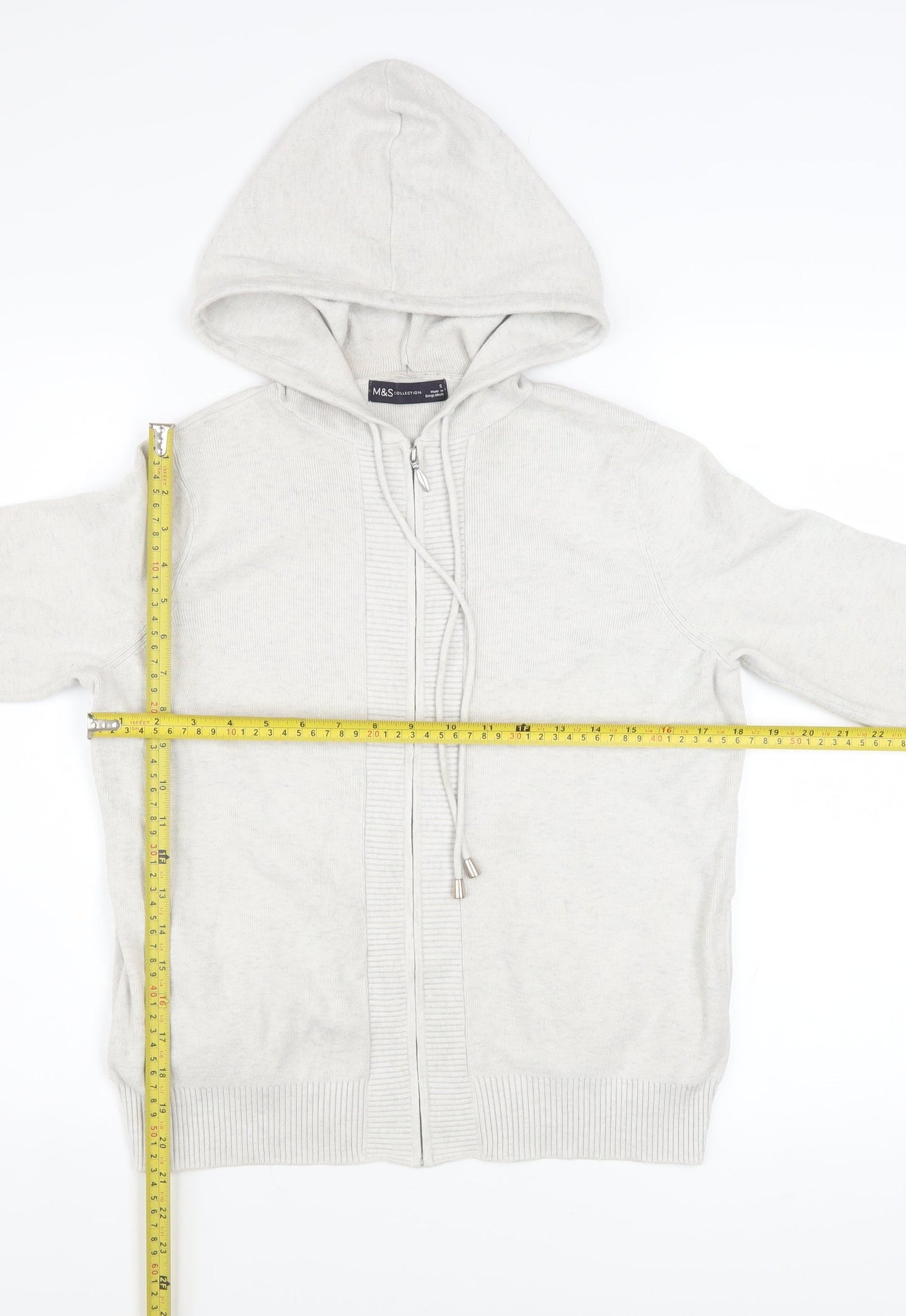 Marks & Spencer Women’s Light Grey Hooded Zip Jacket Size S Regular Fit