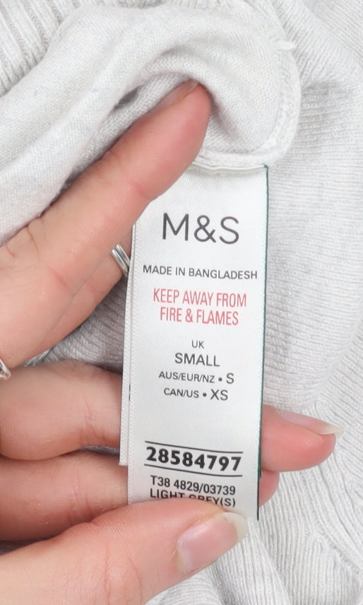 Marks & Spencer Women’s Light Grey Hooded Zip Jacket Size S Regular Fit