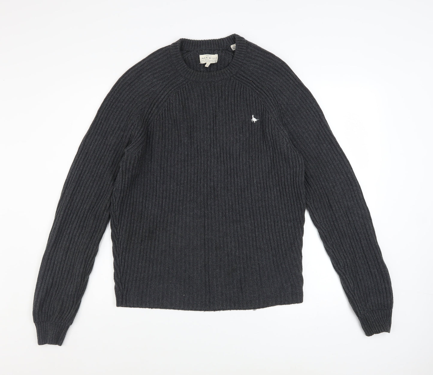 Jack Wills Men’s Grey Chunky Knit Cotton Pullover Jumper M