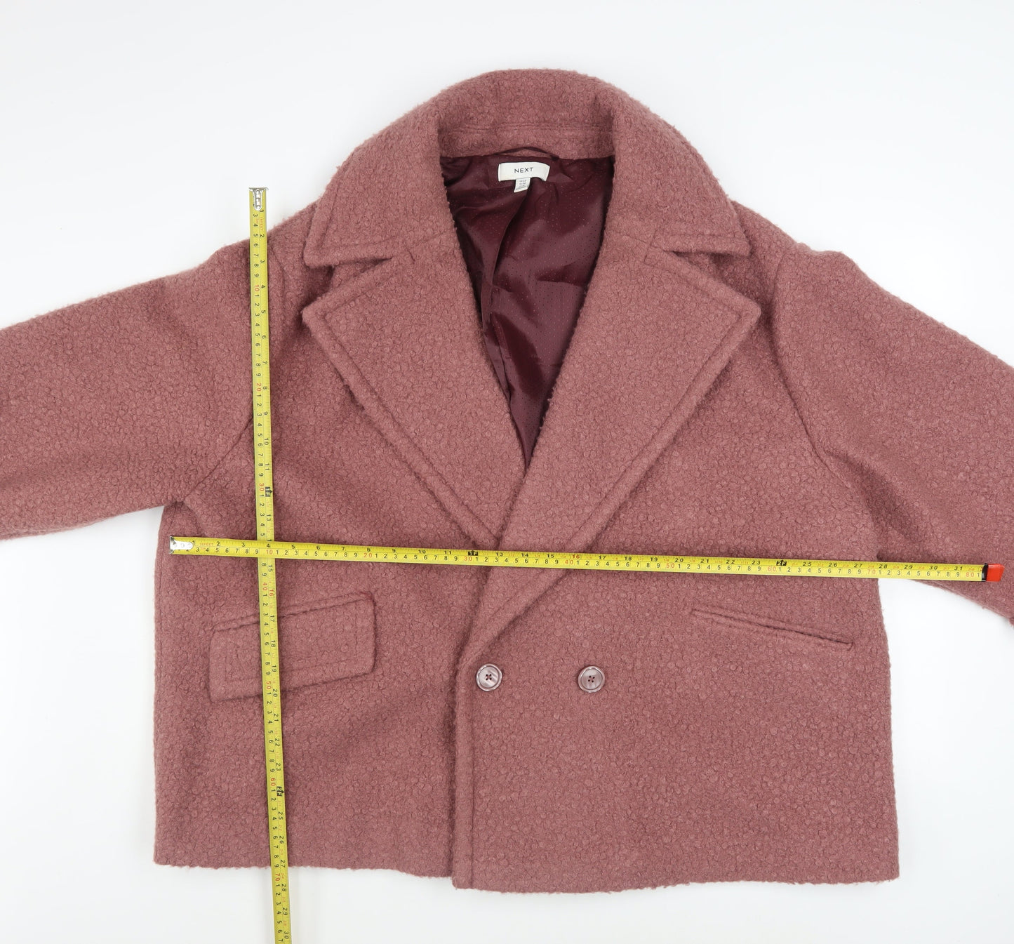 Next Women's Pink Short Pea Coat Size 22 Plus Lined Polyester