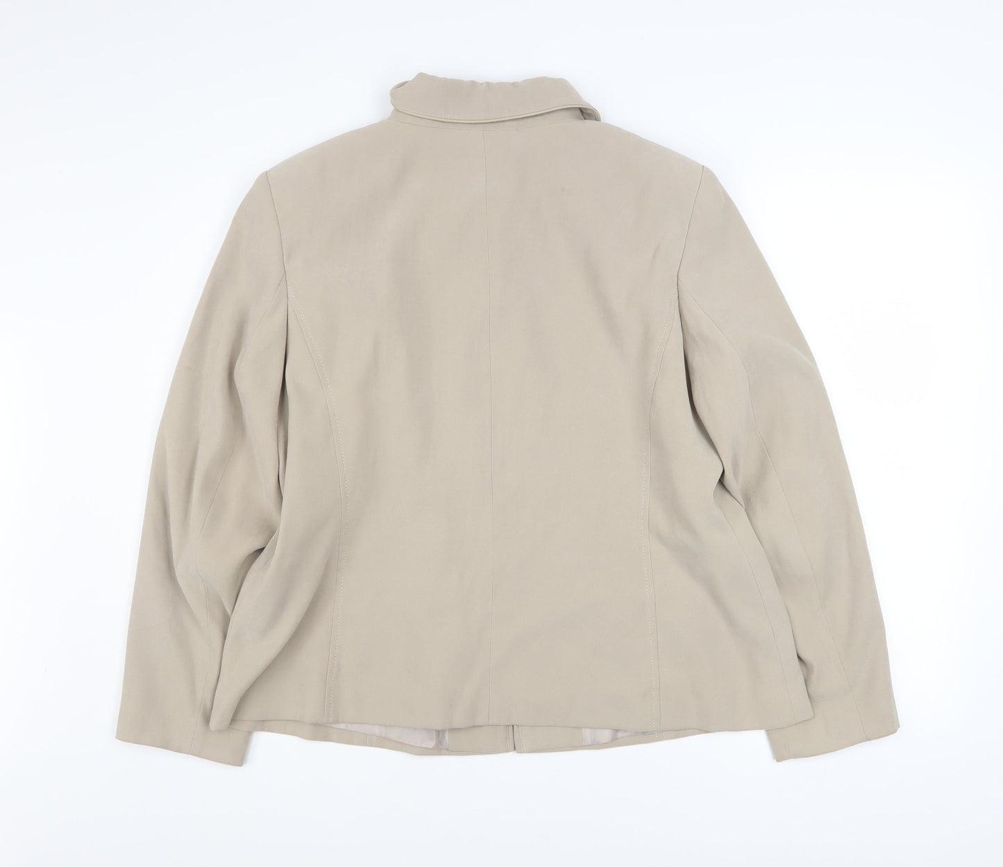 Bm Women Beige Mid-Length Zip-Up Jacket Size 18