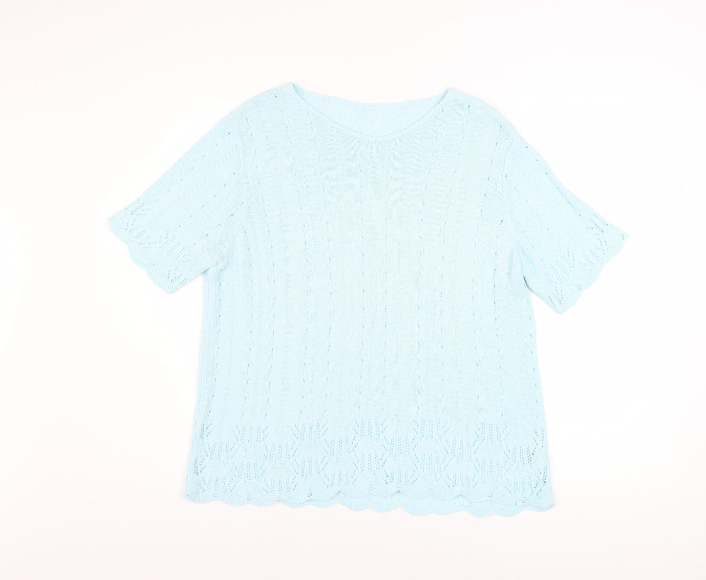 Marks and Spencer Women Blue Knit Short Sleeve Acrylic Top Size 16