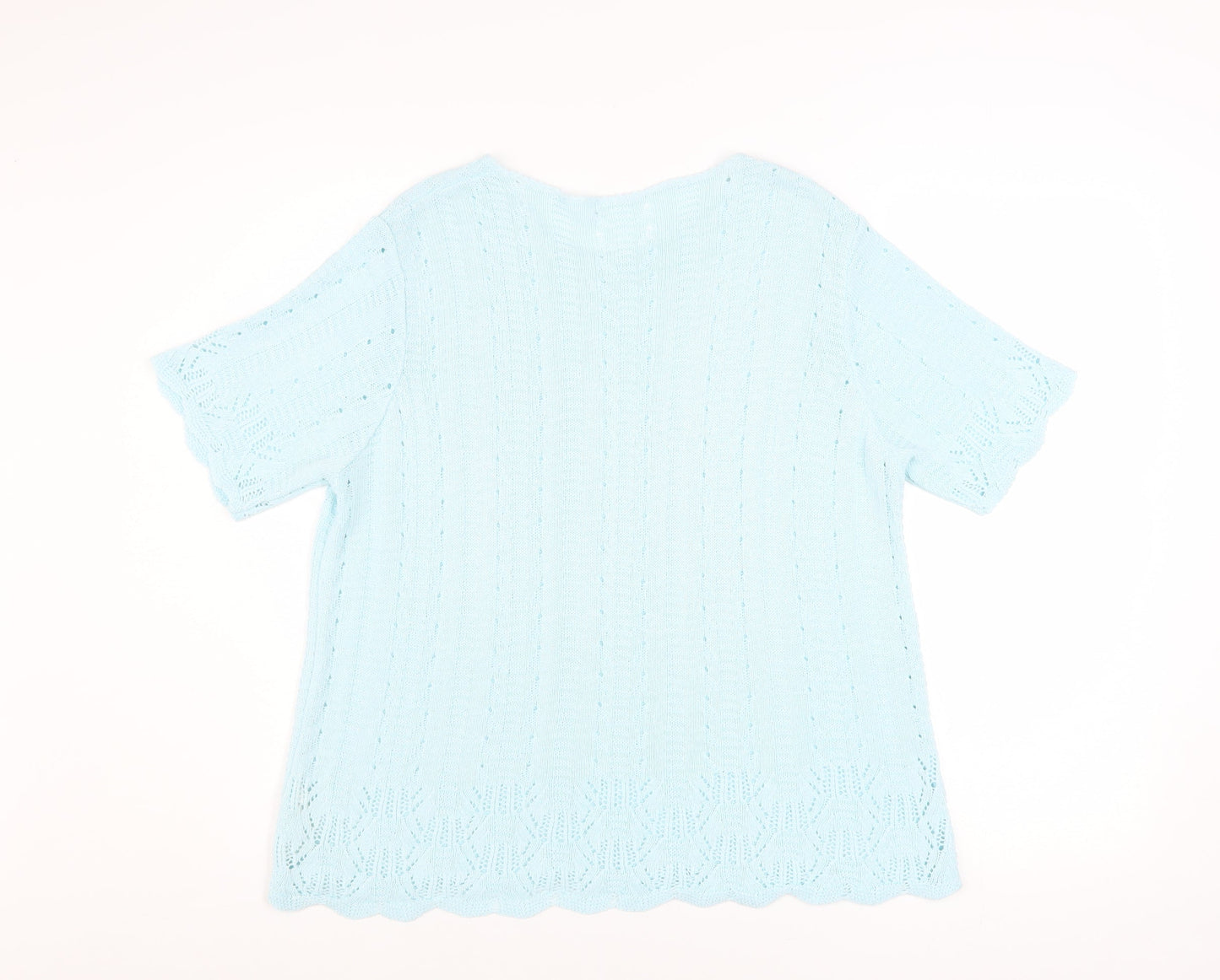 Marks and Spencer Women Blue Knit Short Sleeve Acrylic Top Size 16