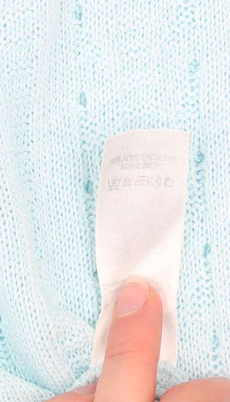 Marks and Spencer Women Blue Knit Short Sleeve Acrylic Top Size 16