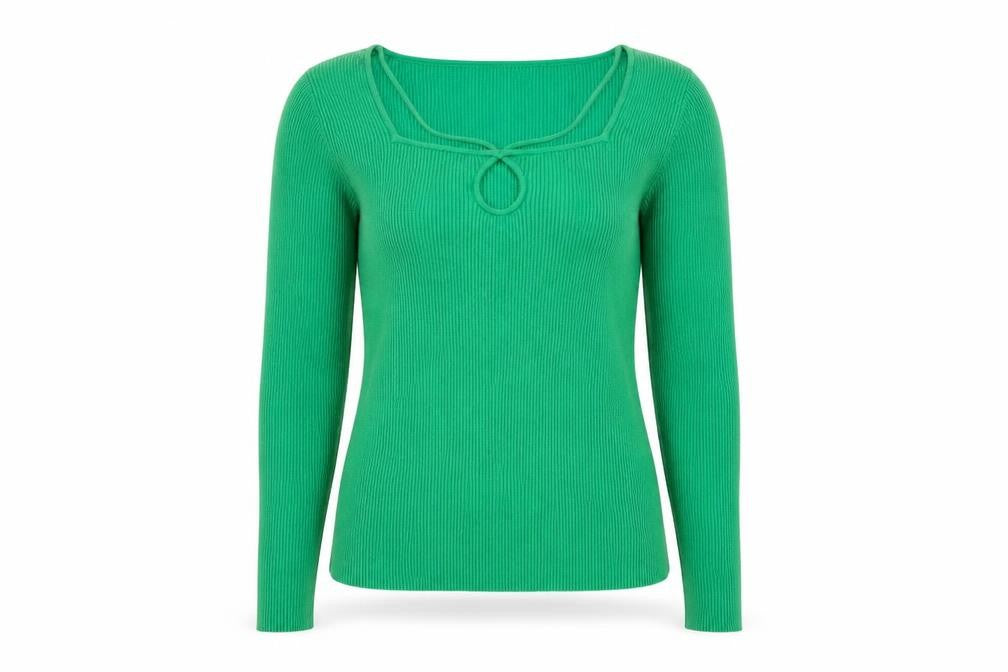 Lipsy Women's Green Slim Fit Long Sleeve Ribbed Pullover Jumper Size 8