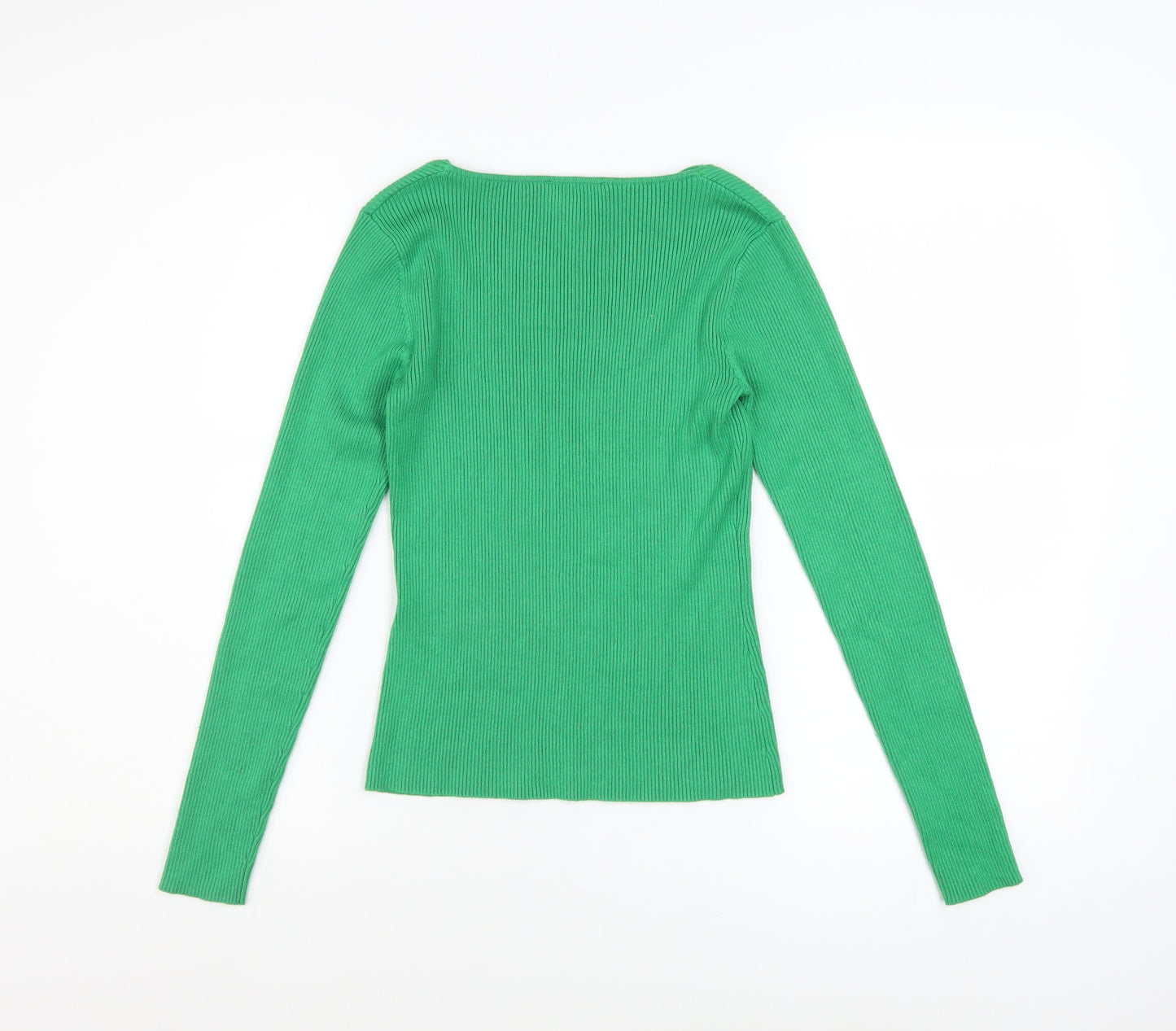 Lipsy Women's Green Slim Fit Long Sleeve Ribbed Pullover Jumper Size 8