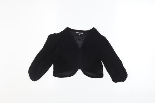 Warehouse Women's Black V-Neck Shrug Size 10 Classic Knit