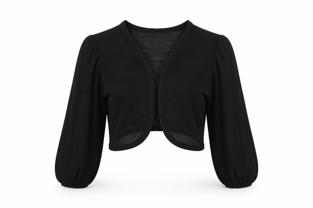 Warehouse Women's Black V-Neck Shrug Size 10 Classic Knit
