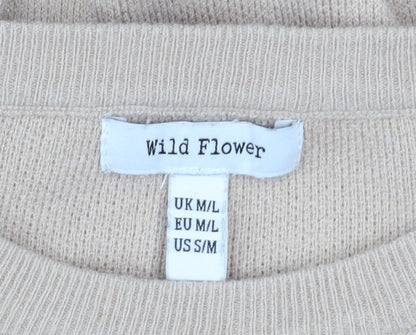 Brand and care label for Wild Flower Women’s Beige Leopard Sequin jumper M/L