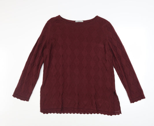 Marks and Spencer Women’s Red Textured Knit Jumper Size 14