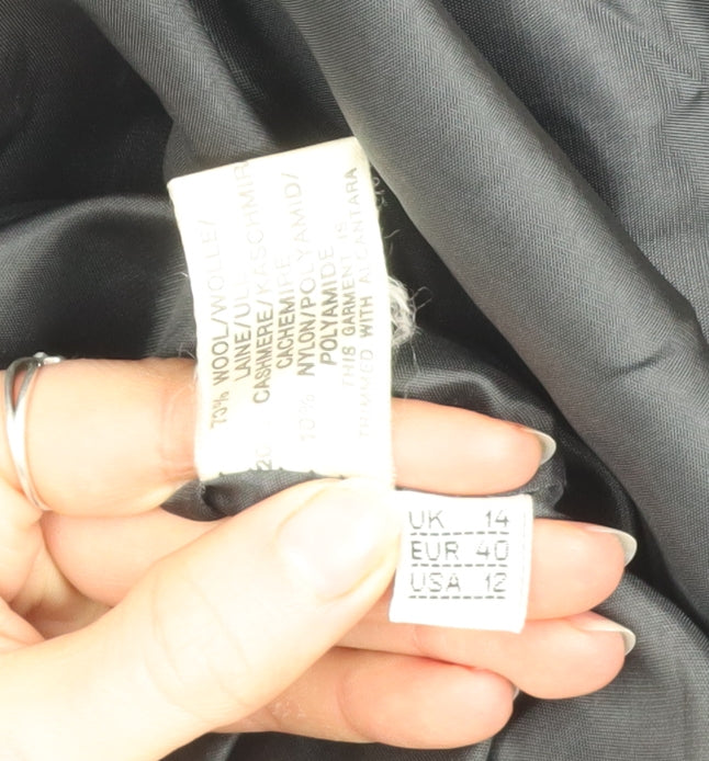Mansfield Women's Black Wool Cashmere Long Overcoat Size 14