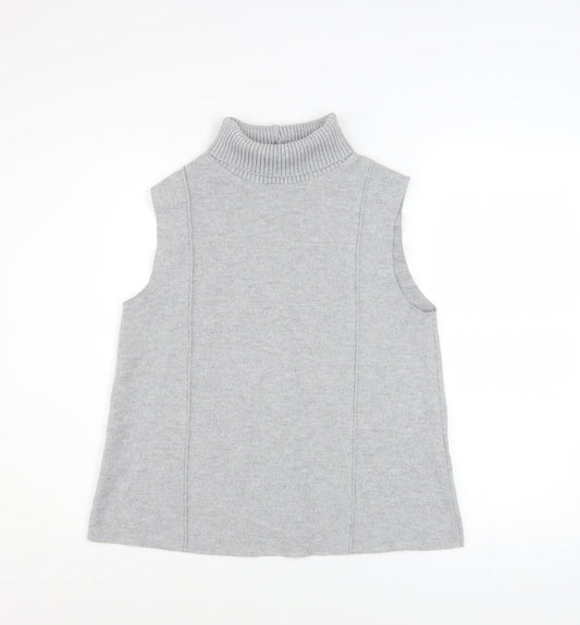 ZARA Women Grey Roll Neck Sleeveless Knit Vest M