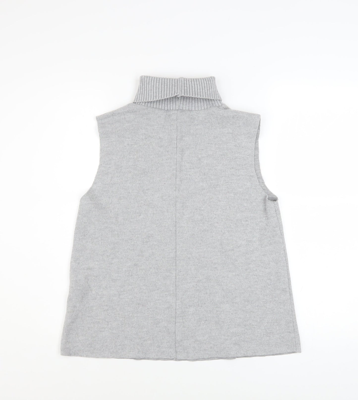 ZARA Women Grey Roll Neck Sleeveless Knit Vest M