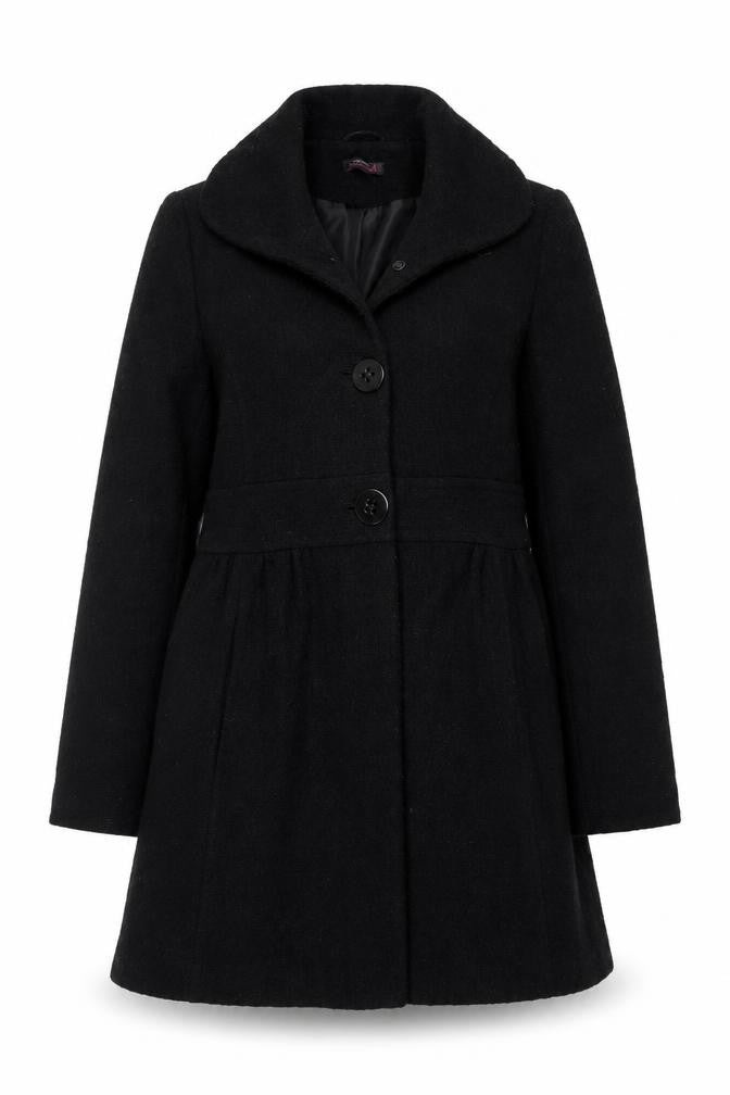 Red Herring Maternity Women's Black Wool Blend Mid-Length Coat Size 12