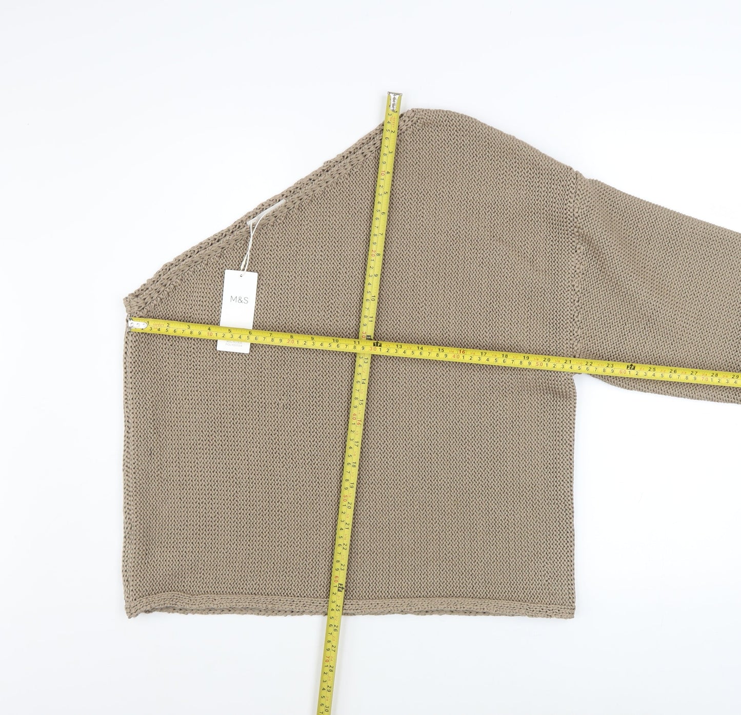 Marks and Spencer Women’s Beige XL Chunky Knit Asymmetrical Pullover Jumper