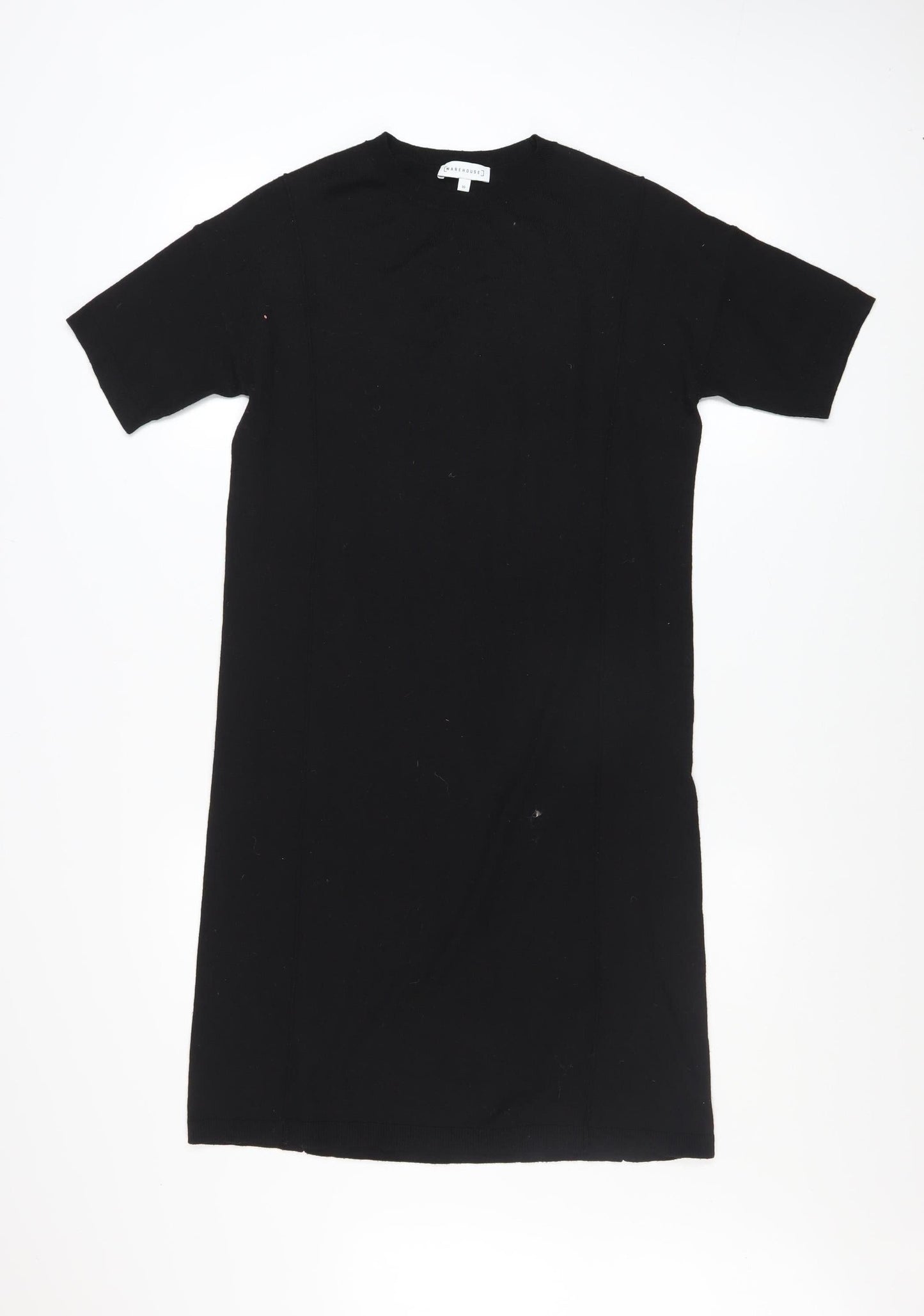 Warehouse Women’s Black Knit T-Shirt Dress Size 10 Short Sleeve