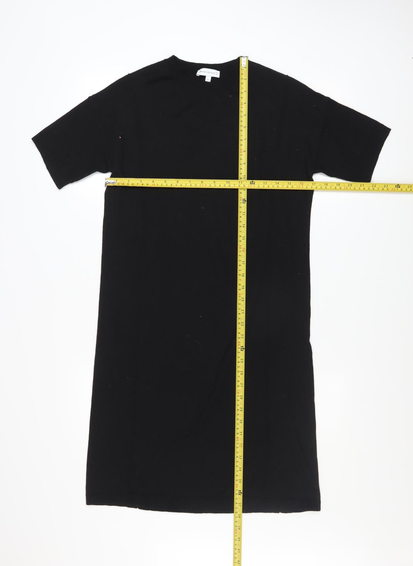 Warehouse Women’s Black Knit T-Shirt Dress Size 10 Short Sleeve