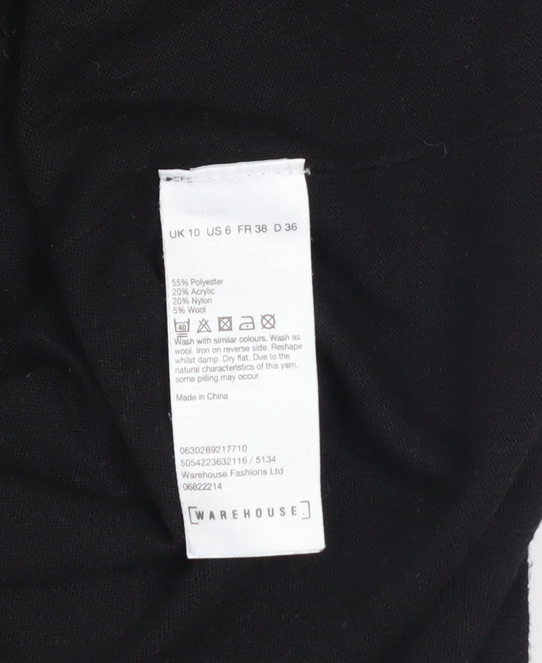 Warehouse Women’s Black Knit T-Shirt Dress Size 10 Short Sleeve