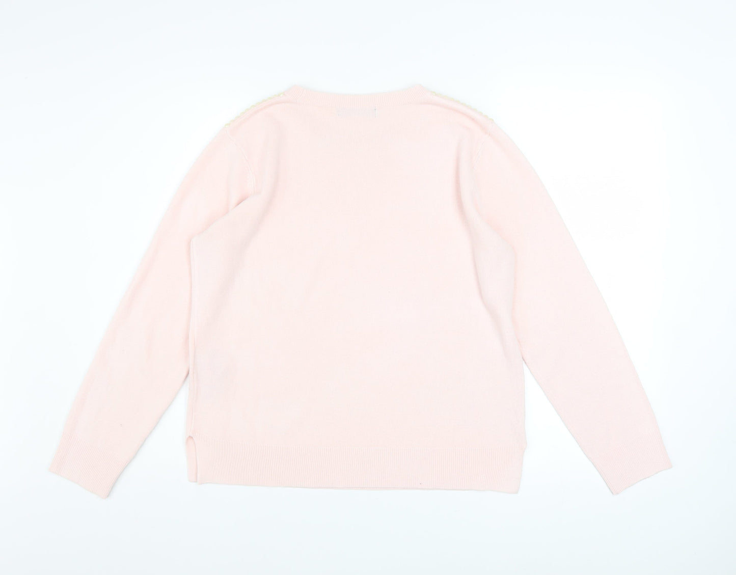 Marks and Spencer Women's Pink Beaded Crew Neck Jumper Size 14