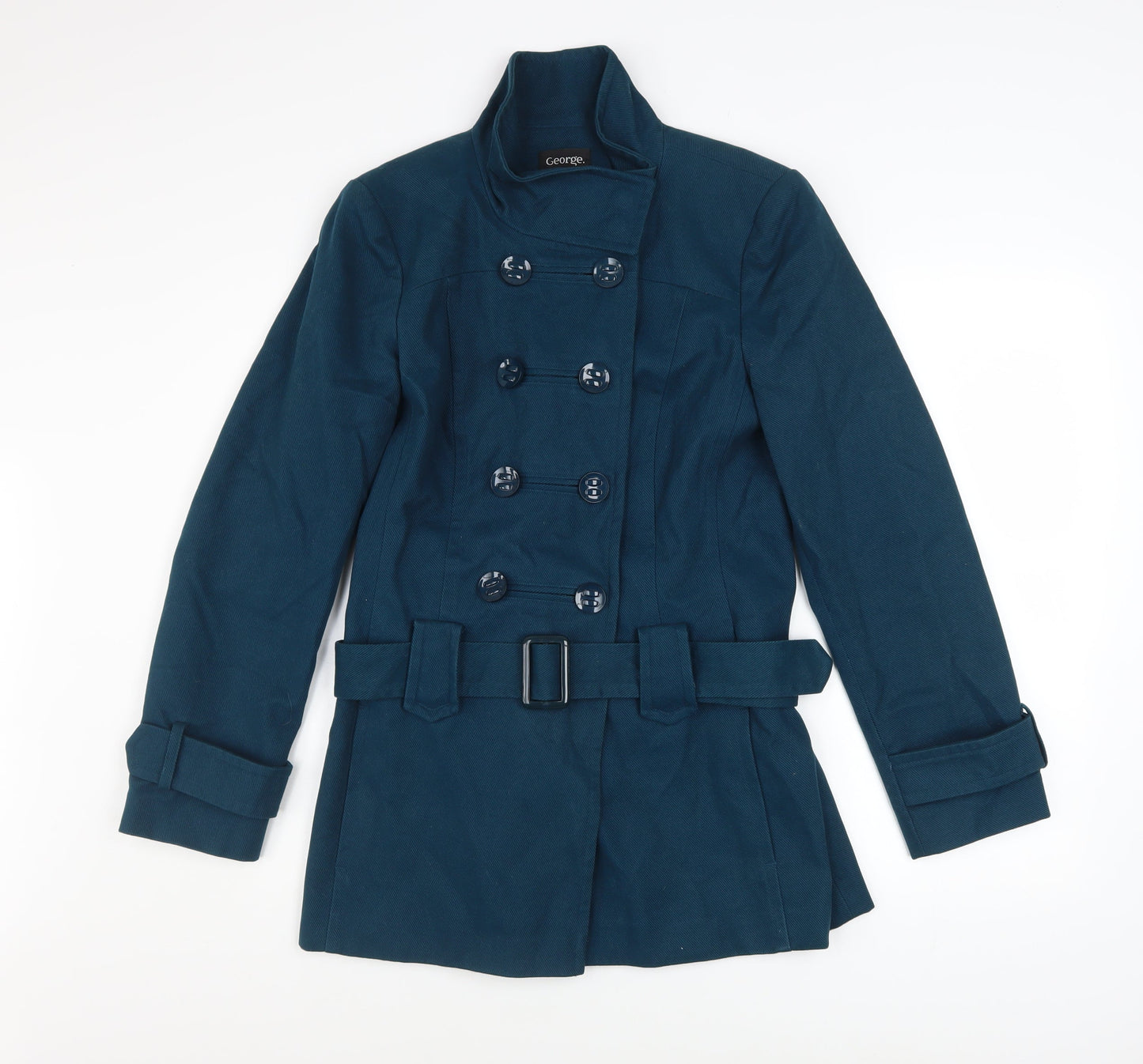 George Women's Blue Cotton Belted Trench Coat UK 12