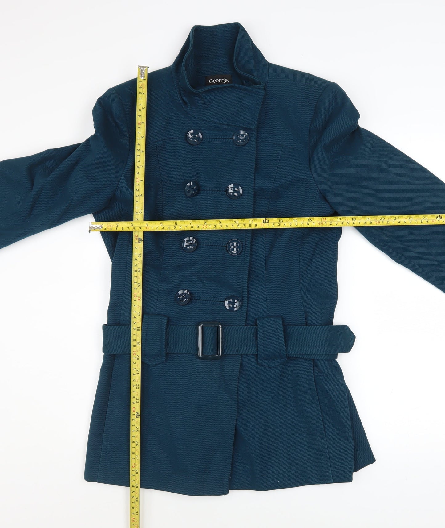 George Women's Blue Cotton Belted Trench Coat UK 12