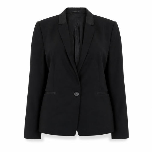 Mango Basics Women's Black Blazer UK 16 Single-Breasted Jacket