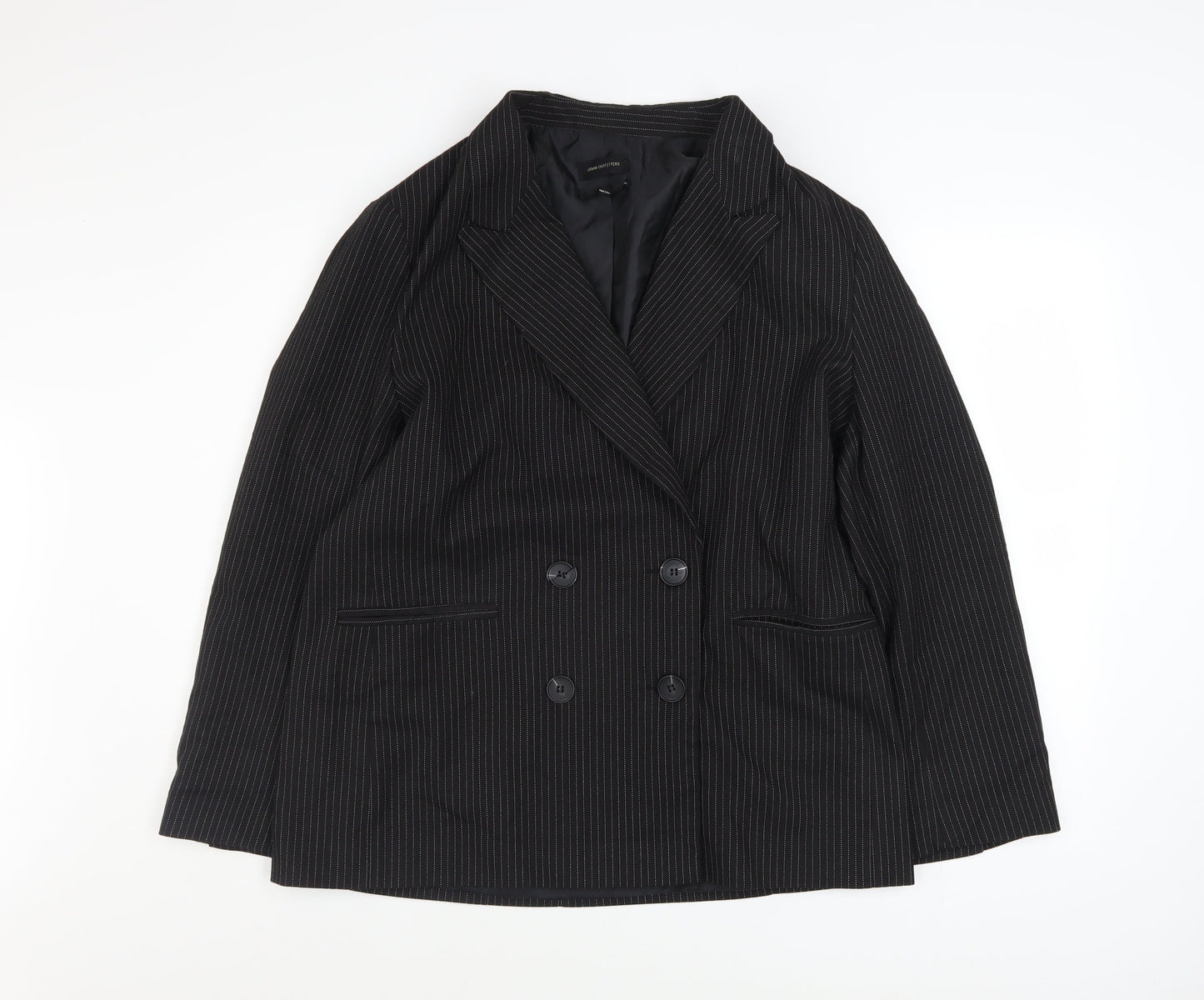 Urban Outfitters Women Black Pinstripe Double-Breasted Blazer M