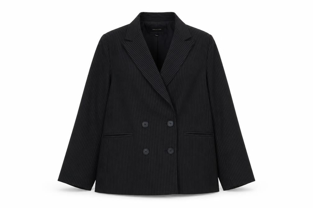 Urban Outfitters Women Black Pinstripe Double-Breasted Blazer M