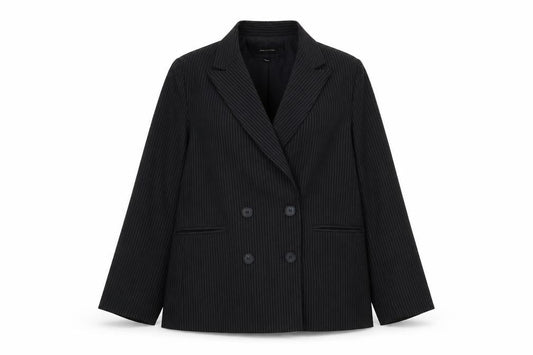 Urban Outfitters Women Black Pinstripe Double-Breasted Blazer M