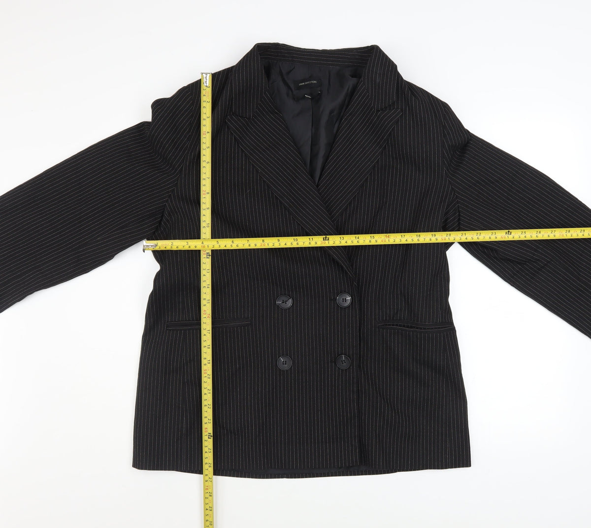 Urban Outfitters Women Black Pinstripe Double-Breasted Blazer M