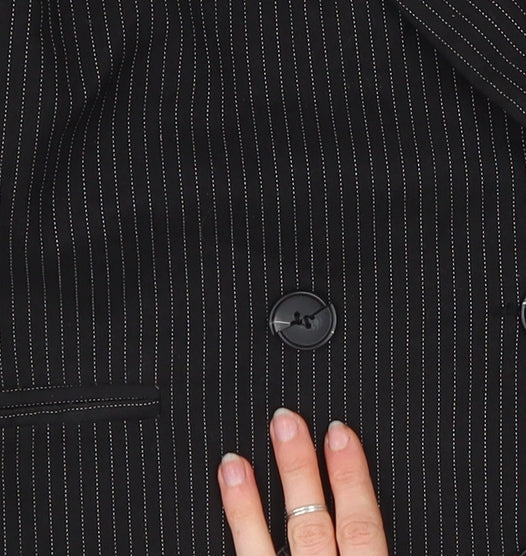 Urban Outfitters Women Black Pinstripe Double-Breasted Blazer M