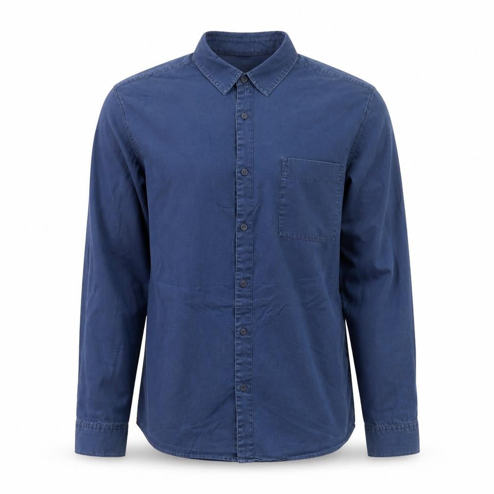 COS Men's Blue Lyocell Long Sleeve Regular Fit Button-Up Shirt Size M