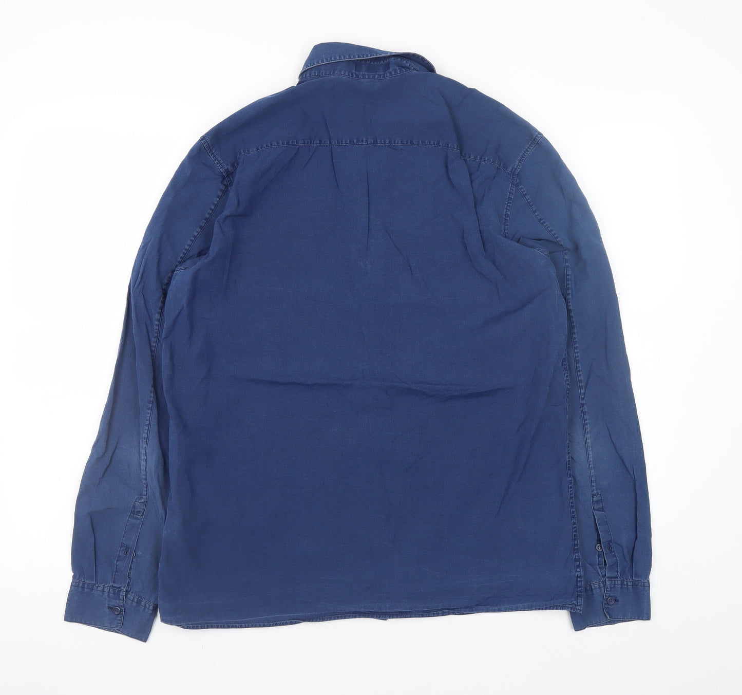 COS Men's Blue Lyocell Long Sleeve Regular Fit Button-Up Shirt Size M
