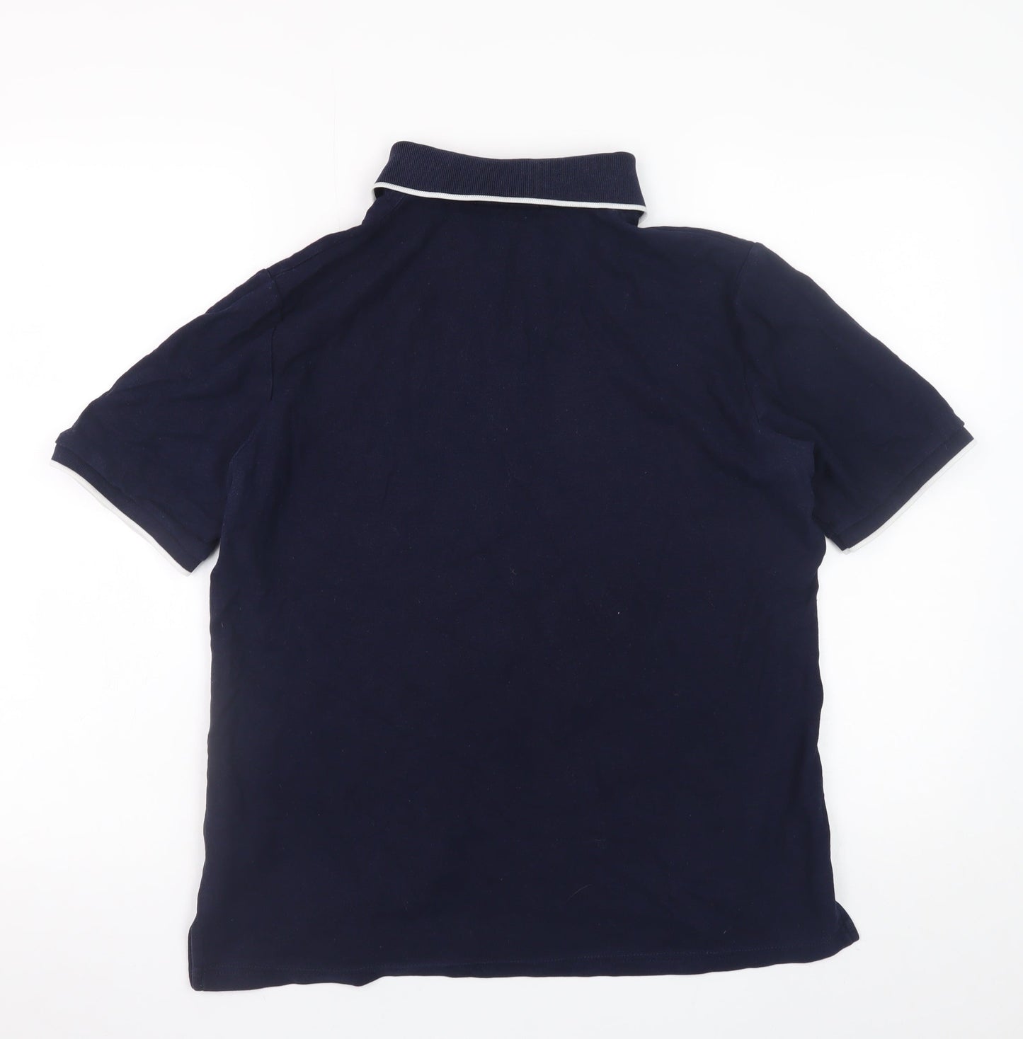 Marks and Spencer Men's Navy Blue Cotton Polo Shirt Size 14