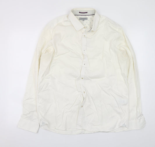 Ted Baker Men's White Slim Fit Long Sleeve Dress Shirt Size 6 (XL)