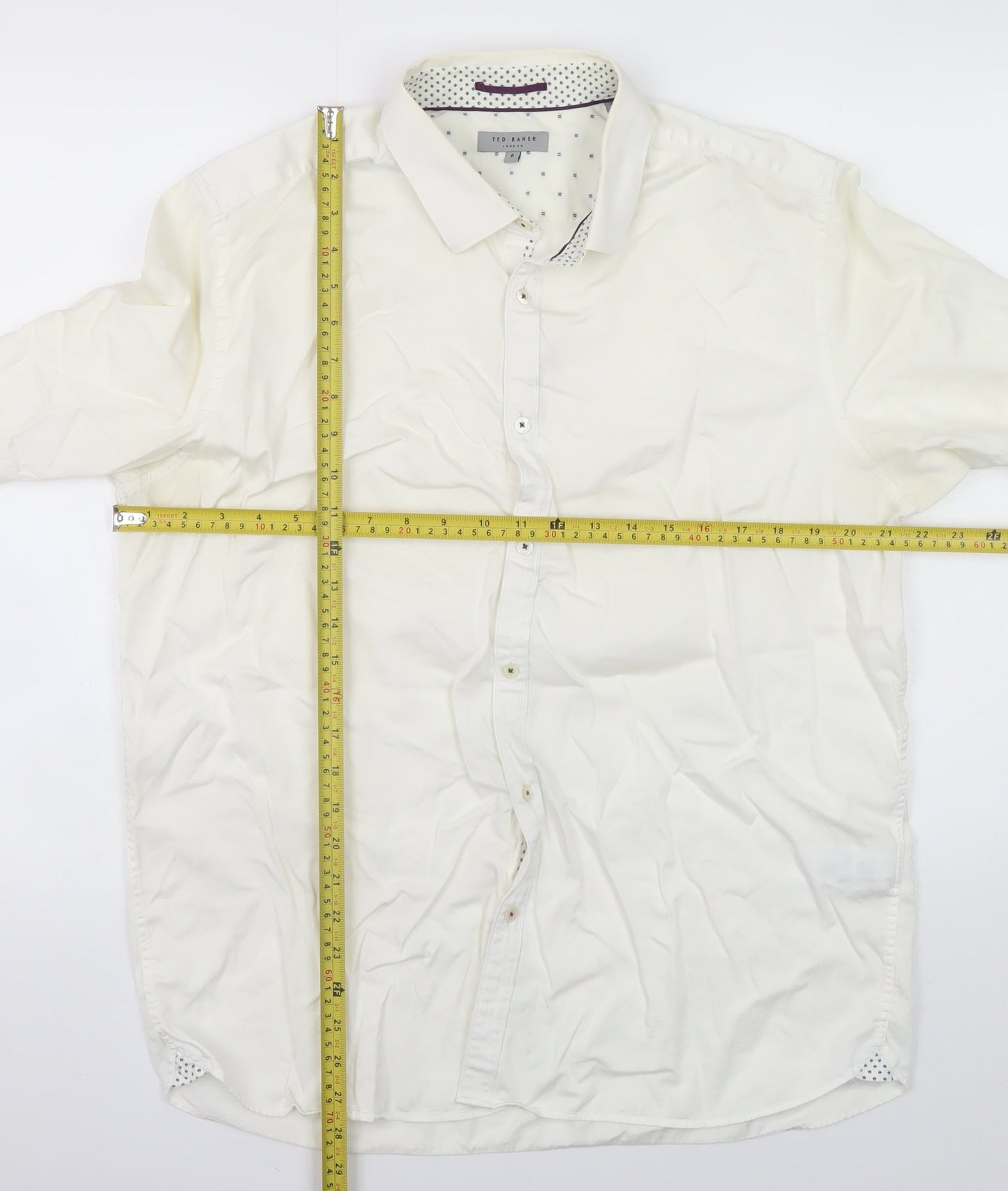 Ted Baker Men's White Slim Fit Long Sleeve Dress Shirt Size 6 (XL)