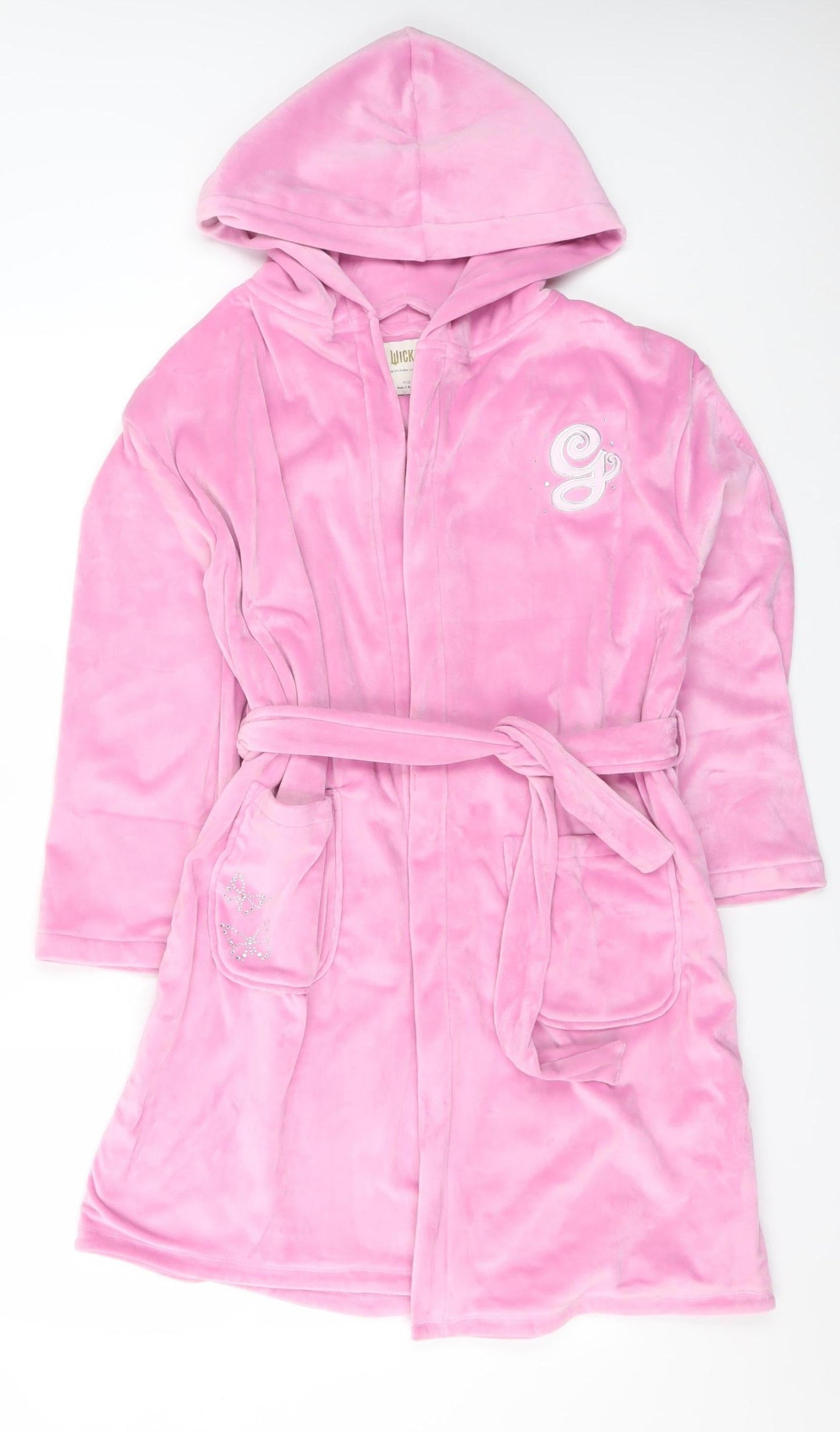 Marks and Spencer Girls Pink Wicked Glinda Robe 11-12 Years Hooded Belted