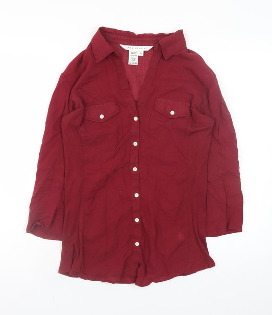 Max Studio Women's Red Cotton Button-Up Shirt Size M