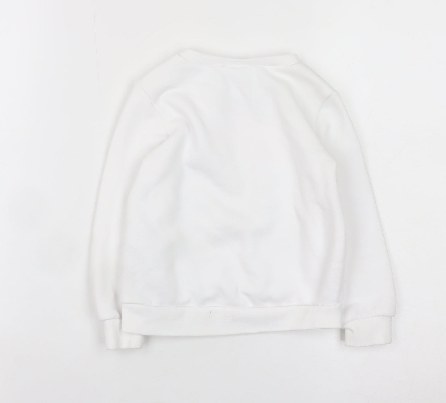 Nike Girls White Pink Logo Pullover Sweatshirt 2 Years Fleece Cotton Blend